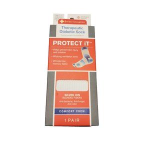 Therapeutic Diabetic Socks - Comfort Crew - Unisex‎ Men 8-11 / Women 10-12 White